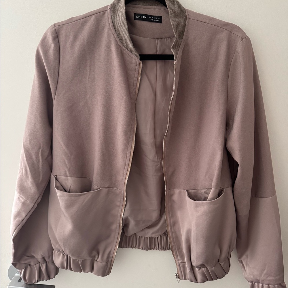 SHEIN Women's Soft Pink Bomber Jacket